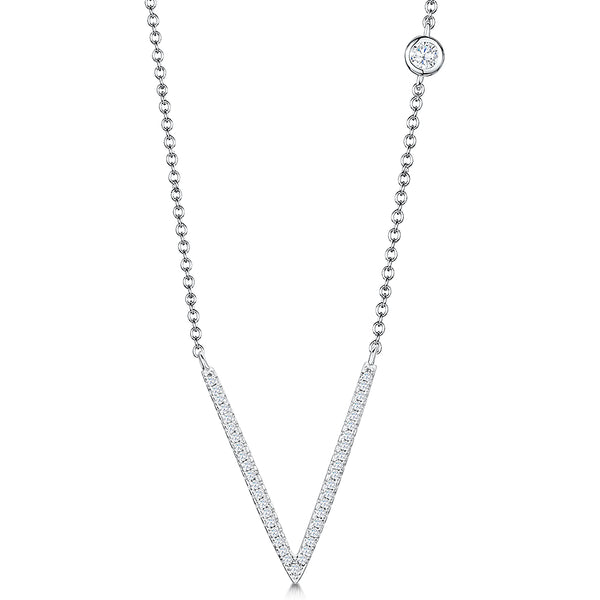 Sterling Silver Initial V Fixed Chain Necklace-JOOLS by Jenny Brown