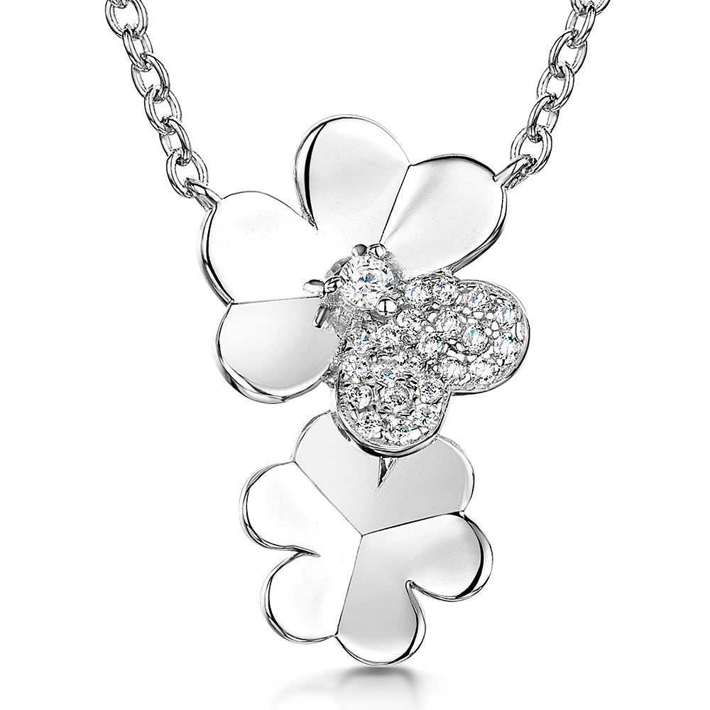 Sterling Silver Double Flower Drop Pendant-JOOLS by Jenny Brown