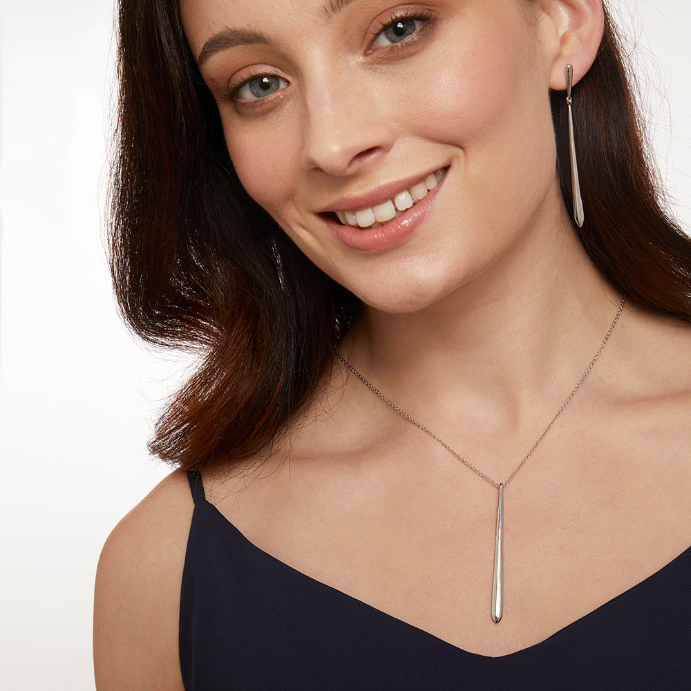Sterling Silver Large Plain Teardrop Necklaces- JOOLS By Jenny Brown