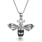 Load image into Gallery viewer, Sterling Silver Bumble Bee Necklace Set with Cubic Zirconia and  Black Enamel Stripes - JOOLS By Jenny Brown

