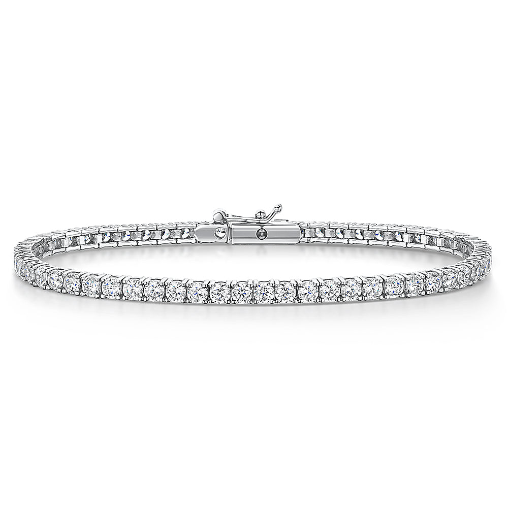 Sterling Silver Cubic Zirconia Tennis Line Bracelet With 2mm  Stones