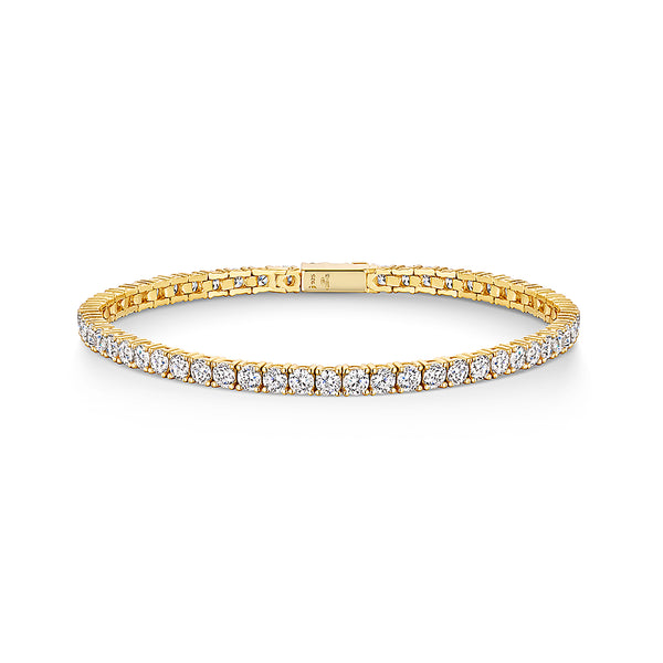 18 Carat Gold Plated, Sterling Silver And Cubic Zirconia 6 Carat Line Bracelet