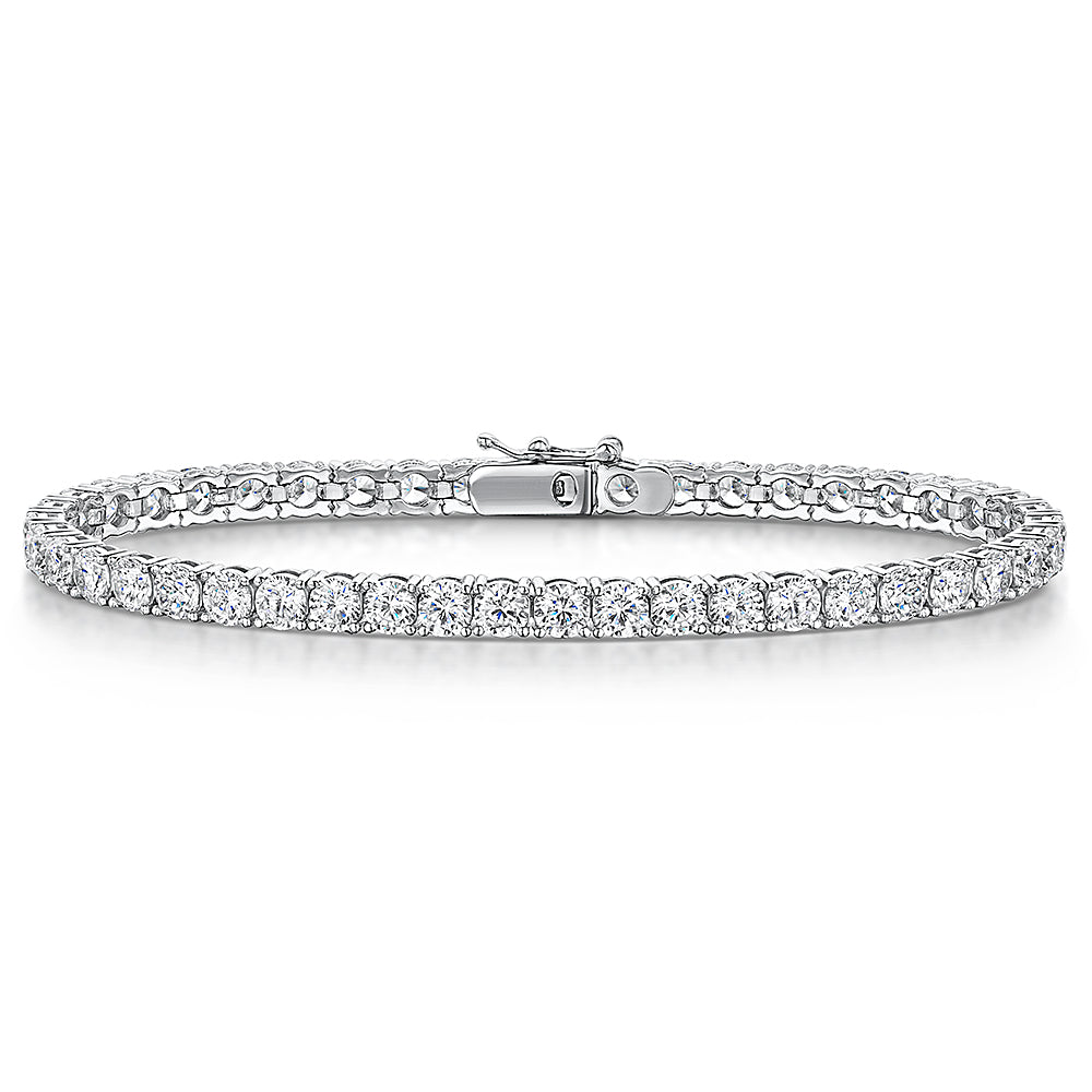 Sterling Silver And Cubic Zirconia 3.75  Carat Line Bracelet-JOOLS by Jenny Brown