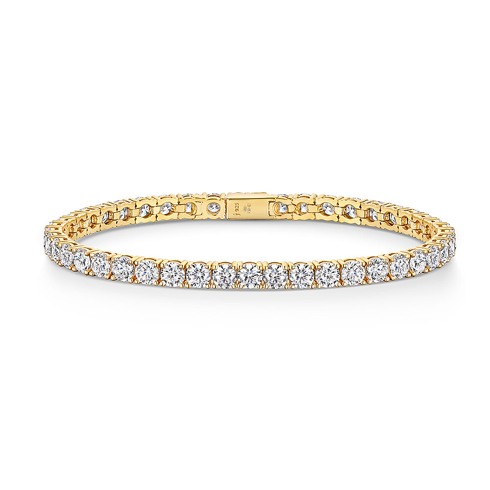 Yellow Gold 3.75ct Cubic Zirconia Tennis Bracelet-JOOLS By Jenny Brown
