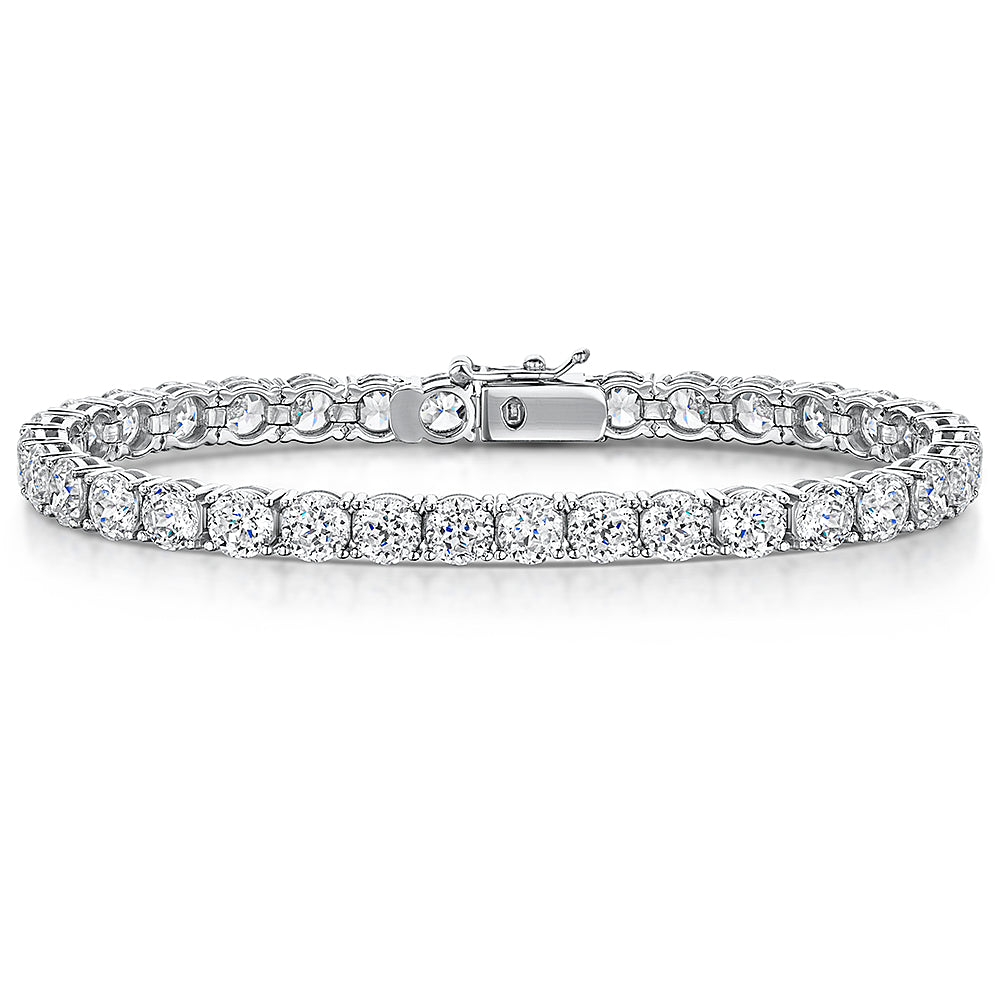 Sterling Silver Cubic Zirconia 17.5 Carat Tennis Bracelet