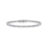 Load image into Gallery viewer, STERLING SILVER AND CUBIC ZIRCONIA 2.4 CARAT LINE BRACELET WITH OVAL CLASP-STERLING SILVER AND CUBIC ZIRCONIA 1.86 CARAT LINE BRACELET RUB SET-With  AAA Quality Cubic Zirconia Stones - 925 Sterling Silver - Hypoallergenic - 18.25 cm - JOOLS by Jenny Brown
