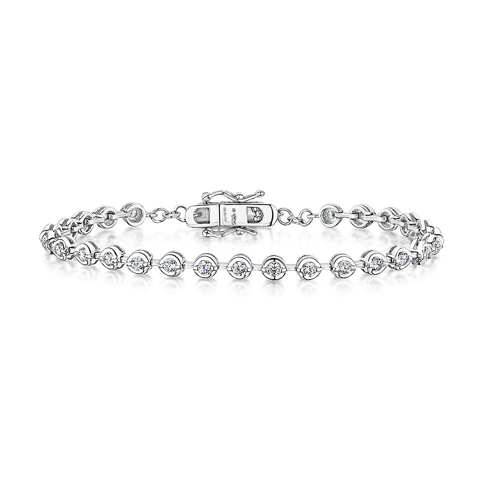 Sterling Silver And Cubic Zirconia 1.86 Carat Line Bracelet Rub Set-JOOLS by Jenny Brown