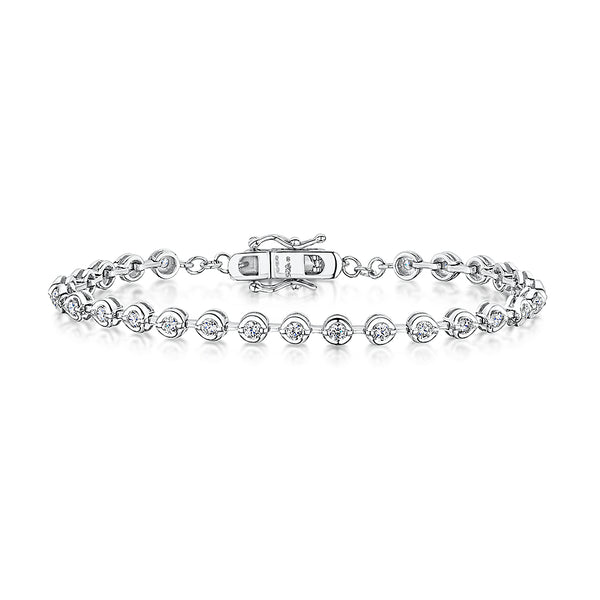 Sterling Silver And Cubic Zirconia 1.86 Carat Line Bracelet Rub Set-JOOLS by Jenny Brown