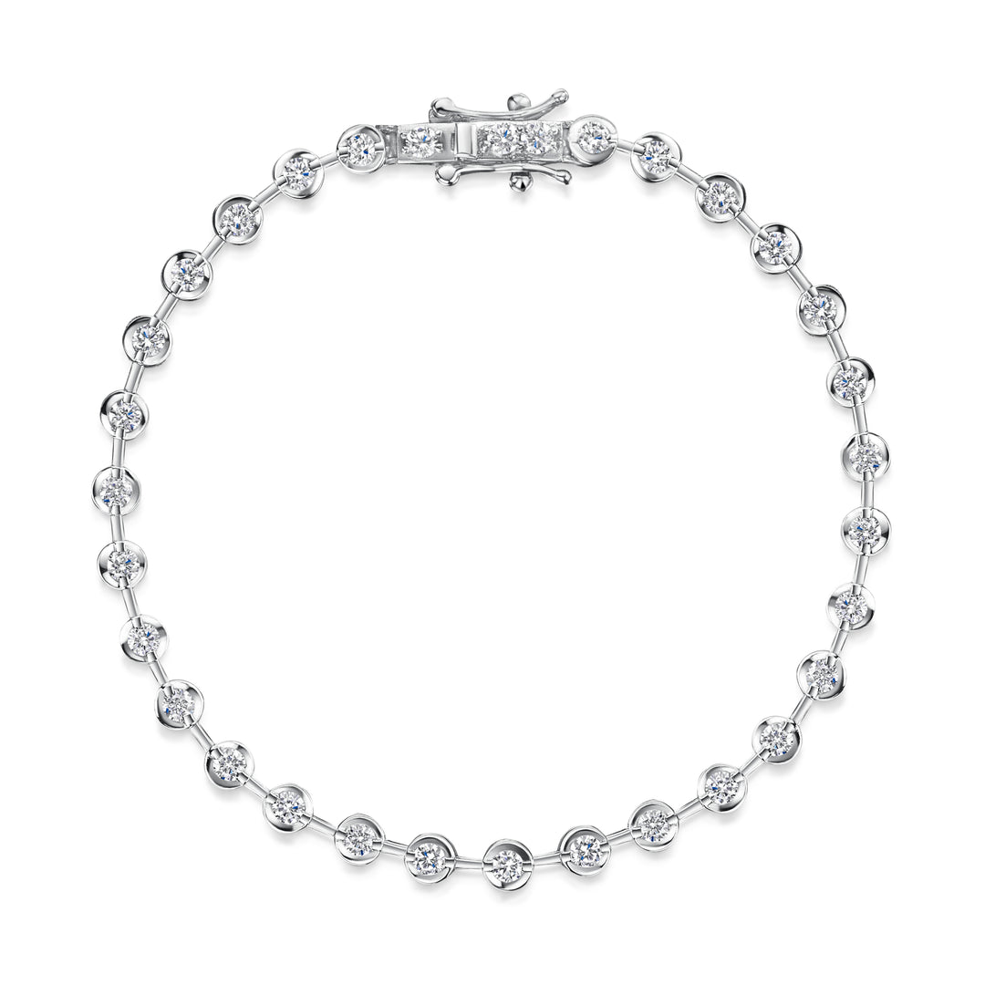 Sterling Silver And Cubic Zirconia 1.86 Carat Line Bracelet Rub Set-JOOLS by Jenny Brown