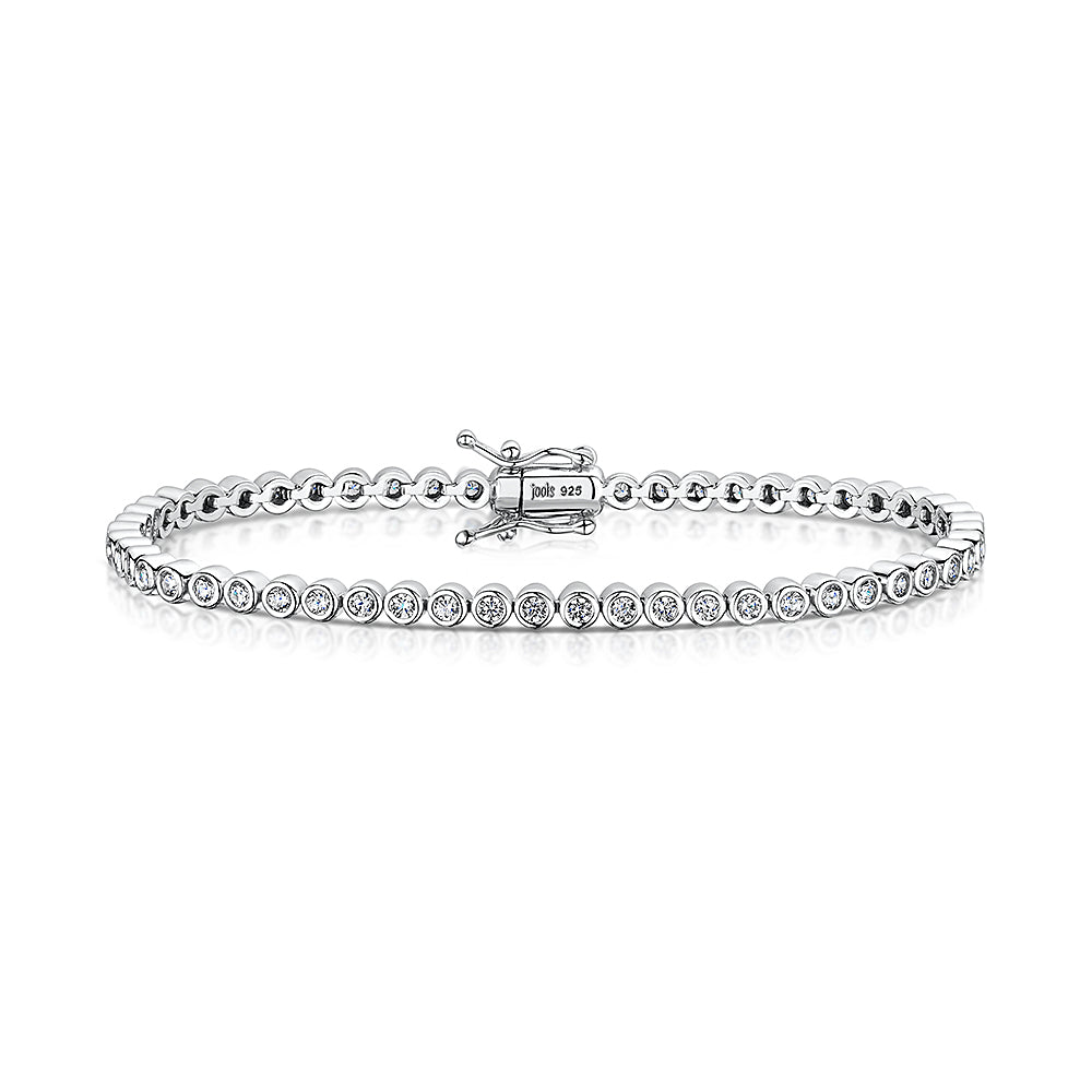 Sterling Silver 2.2ct Cubic Zirconia Rubover Tennis Bracelet-JOOLS by Jenny Brown