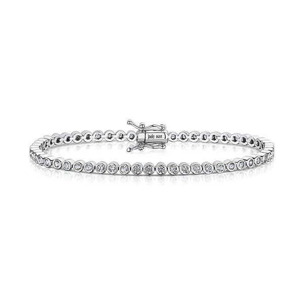 Sterling Silver 2.2ct Cubic Zirconia Rubover Tennis Bracelet-JOOLS by Jenny Brown