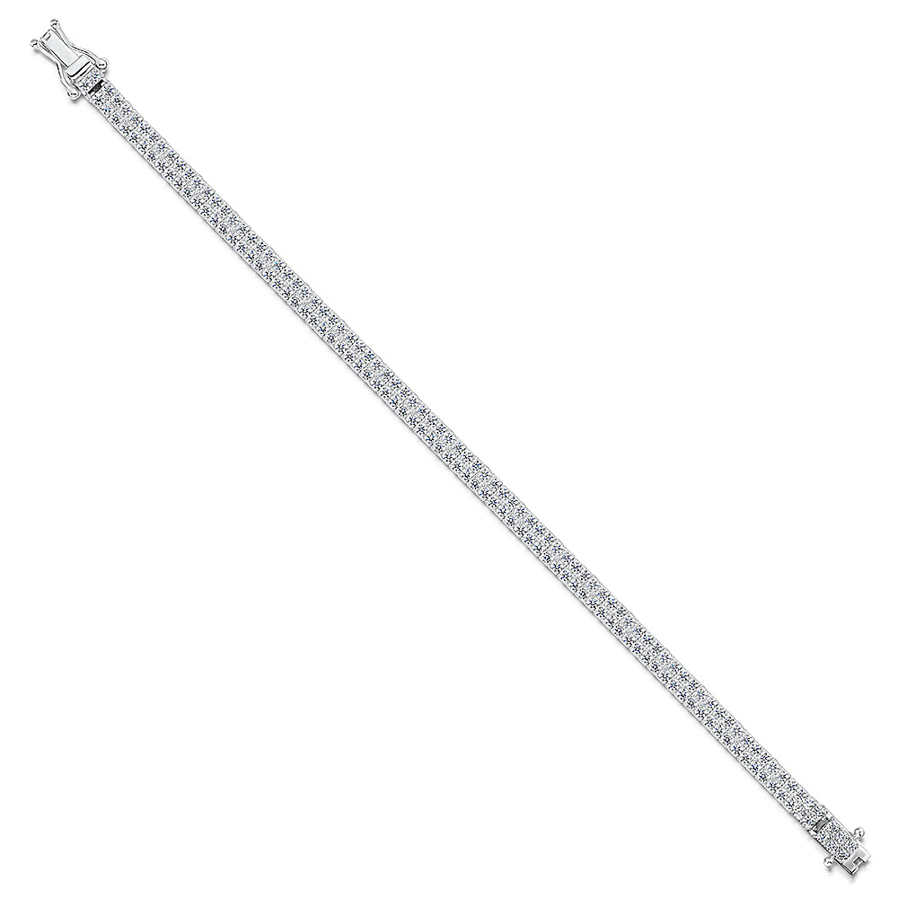 Sterling Silver And Cubic Zirconia 2.35 Carat Double Row Line Bracelet-JOOLS by Jenny Brown