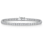 Load image into Gallery viewer, Sterling Silver and Cubic Zirconia Princess Cut Square Stone Line Bracelets Set With 10 Carat Of Stones- JOOLS by Jenny Brown

