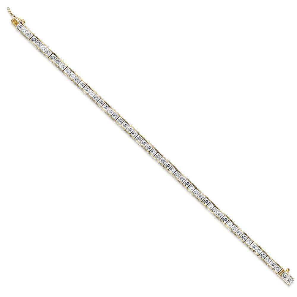Yellow Gold Cubic Zirconia Princess Cut Tennis Bracelet -JOOLS by Jenny Brown