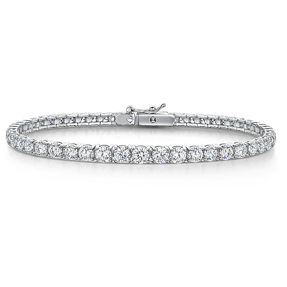 Sterling Silver Tennis Line Bracelet With Alternating 3 and 4.5 mm Cubic Zirconia Stones- 925 Silver- AAA Cubic Zirconia Stones - Hypoallergenic 18.25 CM-JOOLS by Jenny Brown