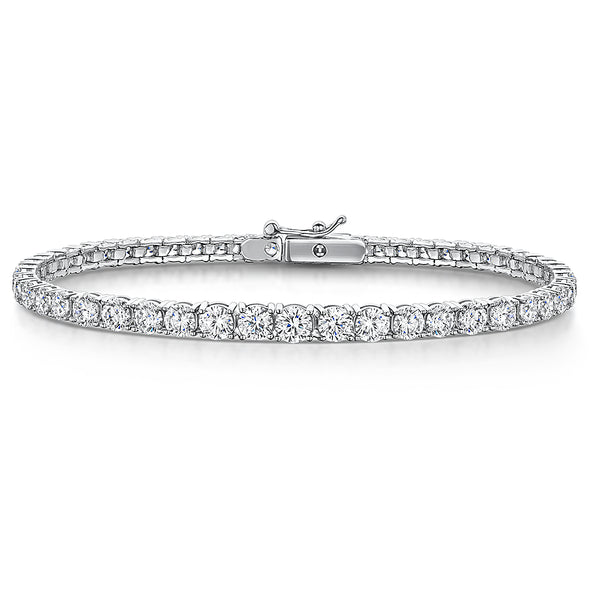 Sterling Silver Tennis Line Bracelet With Alternating 3 and 4.5 mm Cubic Zirconia Stones- 925 Silver- AAA Cubic Zirconia Stones - Hypoallergenic 18.25 CM-JOOLS by Jenny Brown