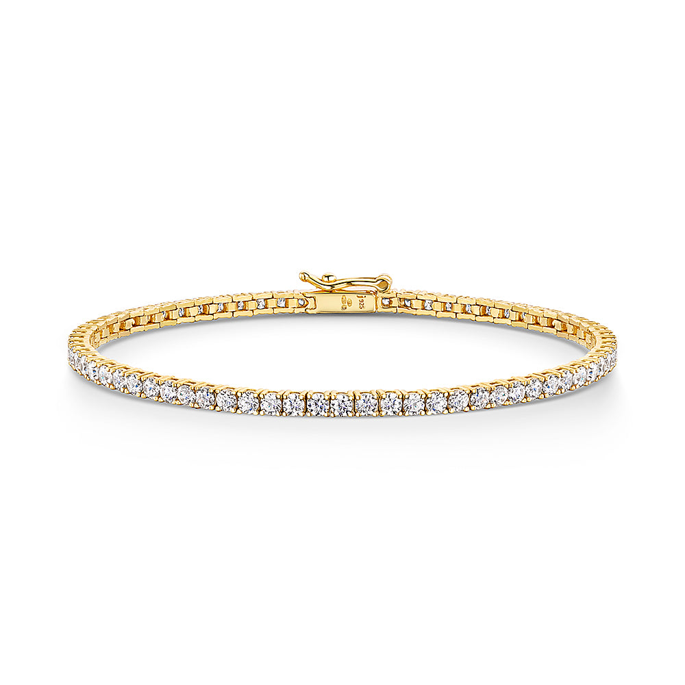 Yellow Gold Tennis Bracelet Set With 2.5 mm Cubic Zirconia's-JOOLS by Jenny Brown