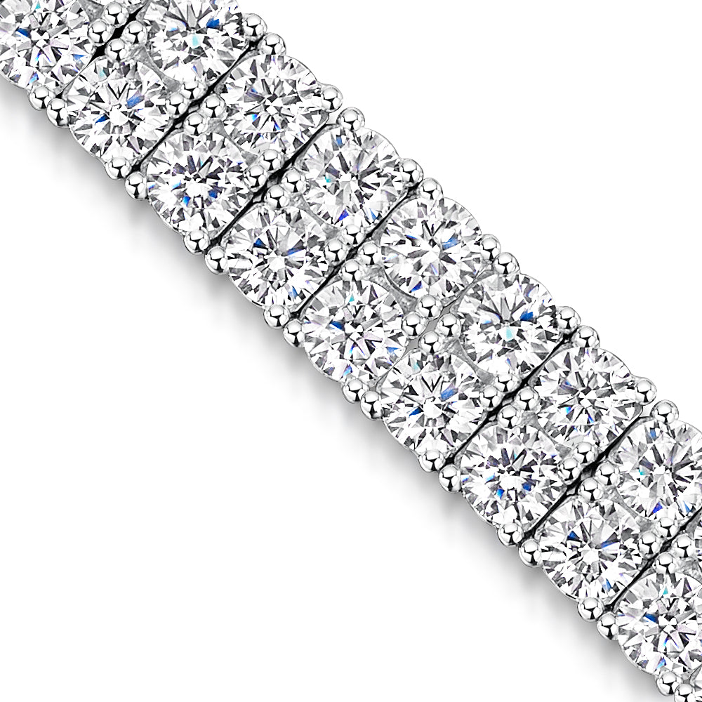 Sterling Silver 12ct Double Row Cubic Zirconia Tennis Bracelet-JOOLS by Jenny Brown