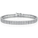 Load image into Gallery viewer, Sterling Silver 12ct Double Row Cubic Zirconia Tennis Bracelet-JOOLS by Jenny Brown
