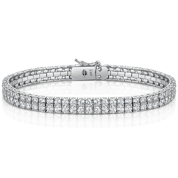 Sterling Silver 12ct Double Row Cubic Zirconia Tennis Bracelet-JOOLS by Jenny Brown