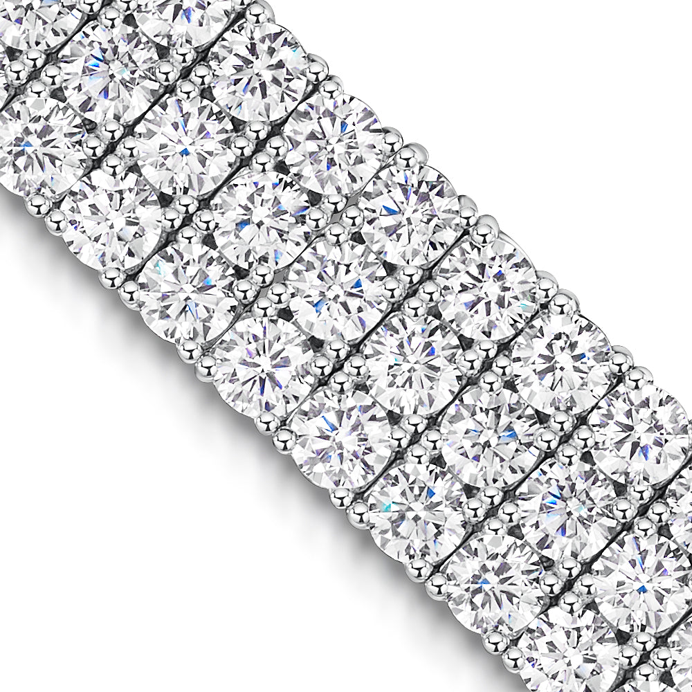 Sterling Silver Triple Row 30 ct Cubic Zirconia Tennis Bracelet-JOOLS by Jenny Brown