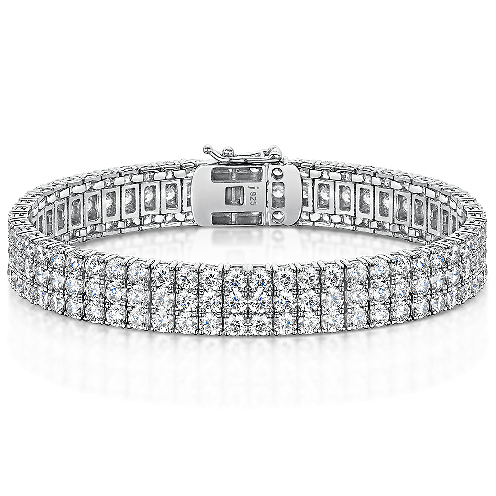 Sterling Silver Triple Row 30ct Cubic Zirconia Tennis Bracelet-JOOLS by Jenny Brown