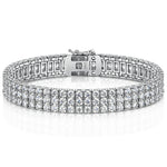 Load image into Gallery viewer, Sterling Silver Triple Row 30ct Cubic Zirconia Tennis Bracelet-JOOLS by Jenny Brown
