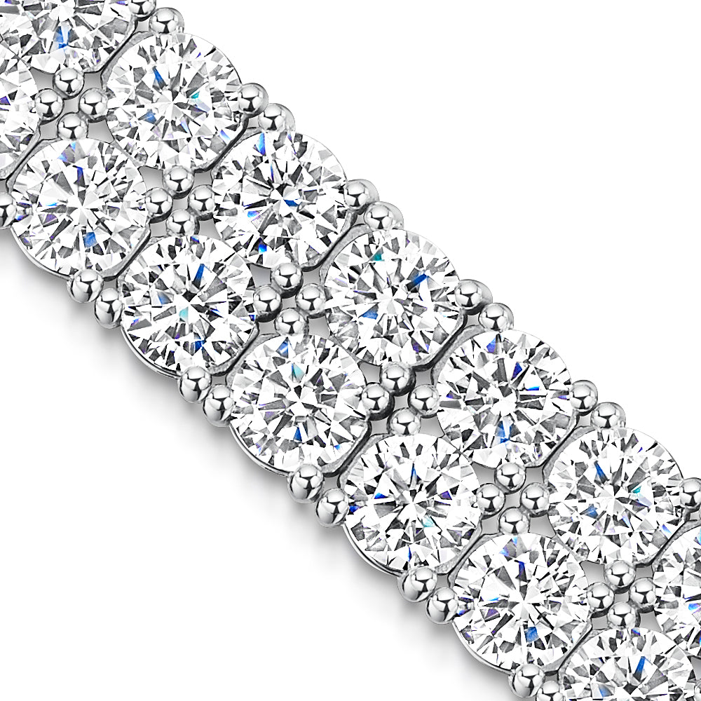 Sterling Silver  Cubic Zirconia 20 Carat Double Row Tennis Bracelet-JOOLS by Jenny Brown