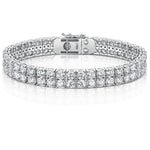 Load image into Gallery viewer, Sterling Silver  Cubic Zirconia 20 Carat Double Row Tennis Bracelet-JOOLS by Jenny Brown

