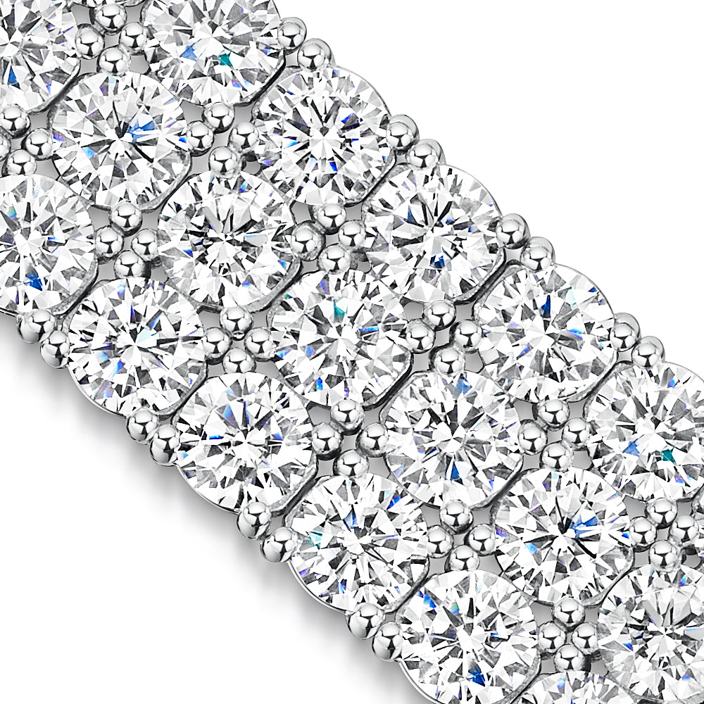 Sterling Silver 4mm Cubic Zirconia Triple Row Tennis Bracelet