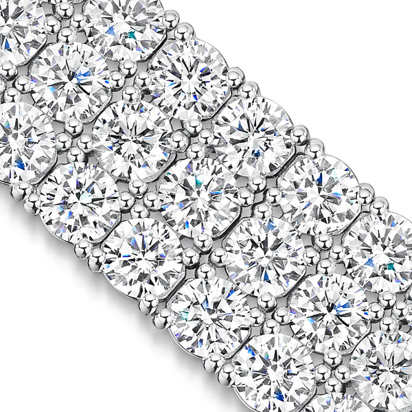 Sterling Silver 4mm Cubic Zirconia Triple Row Tennis Bracelet