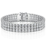 Load image into Gallery viewer, Sterling Silver 4mm Cubic Zirconia Triple Row Tennis Bracelet
