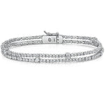 Load image into Gallery viewer, Sterling Silver Double Strand Tennis Bracelet With  Cubic Zirconia-JOOLS by Jenny Brown
