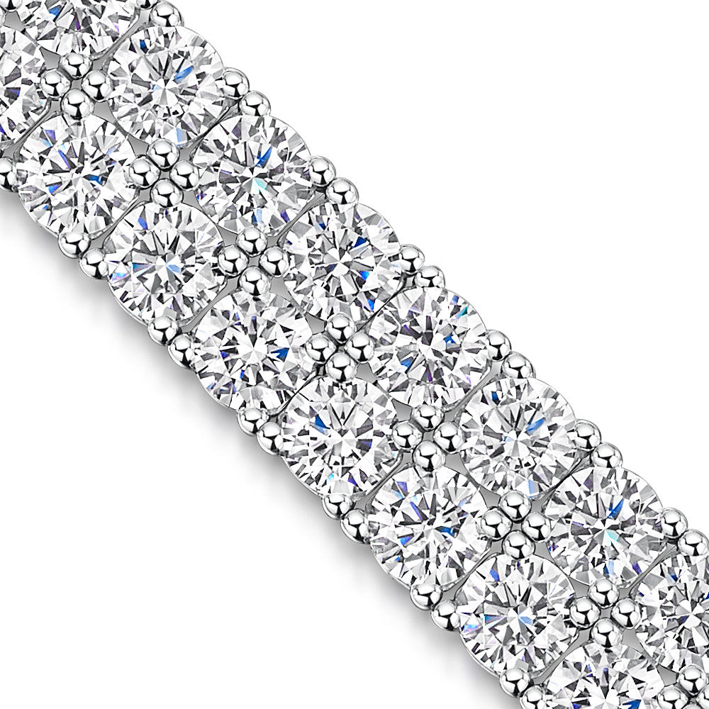 Sterling Silver Cubic Zirconia  Double Row Tennis Bracelet-JOOLS by Jenny Brown