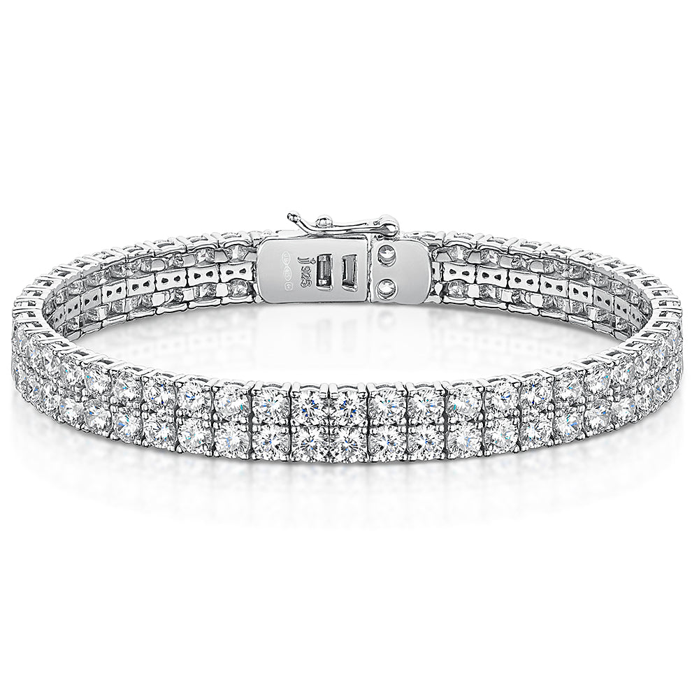 Sterling Silver 14 carat Double Row Tennis Bracelet-JOOLS by Jenny Brown