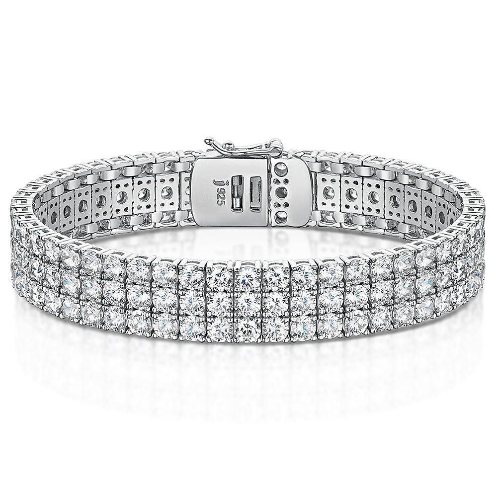 Sterling Silver Triple Row  Cubic Zirconia Tennis Bracelet-JOOLS by Jenny Brown