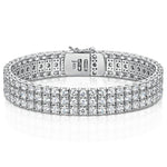 Load image into Gallery viewer, Sterling Silver Triple Row  Cubic Zirconia Tennis Bracelet-JOOLS by Jenny Brown
