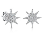 Load image into Gallery viewer, STERLING SILVER AND ZIRCONIA DOUBLE STAR STUD EARRINGS WITH A Single Stone CentreEarrings - JOOLS By Jenny Brown
