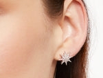 Load image into Gallery viewer, Sterling Silver   Zirconia Double Star Stud Earrings
