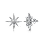 Load image into Gallery viewer, Sterling Silver And Zirconia Small North Star Stud Earrings-JOOLS by Jenny Brown
