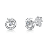 Load image into Gallery viewer,  Sterling Silver Cubic Zirconia Small Twirl Stud Earrings -JOOLS by Jenny Brown

