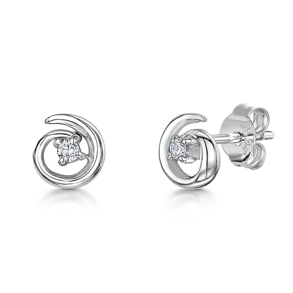  Sterling Silver Cubic Zirconia Small Twirl Stud Earrings -JOOLS by Jenny Brown