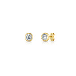 Load image into Gallery viewer, Sterling Silver, Yellow Gold Half Carat Cubic Zirconia Stud Earrings
