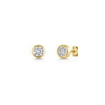 Load image into Gallery viewer, Sterling Silver, Yellow Gold 2ct Yellow Gold Rubover Stud Earrings
