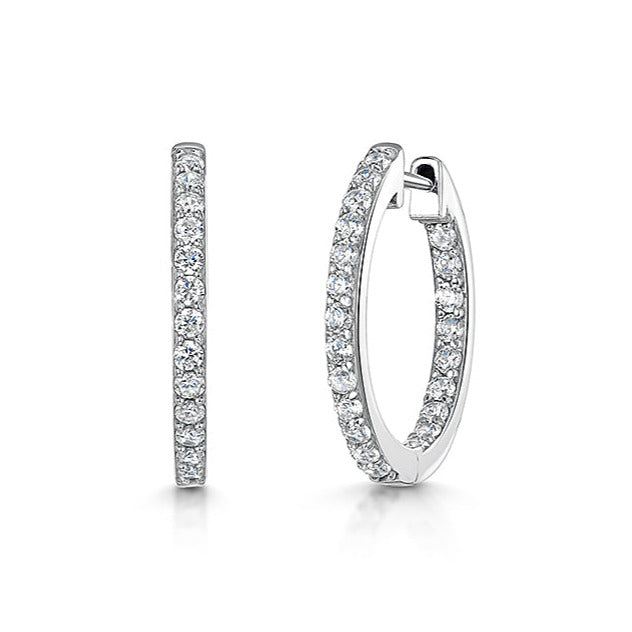 Sterling Silver Small Cubic Zirconia Hoop Earrings