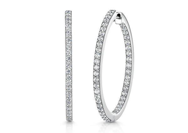 Sterling Silver Medium Hoop Earrings Set With Cubic Zirconia - JOOLS By Jenny Brown