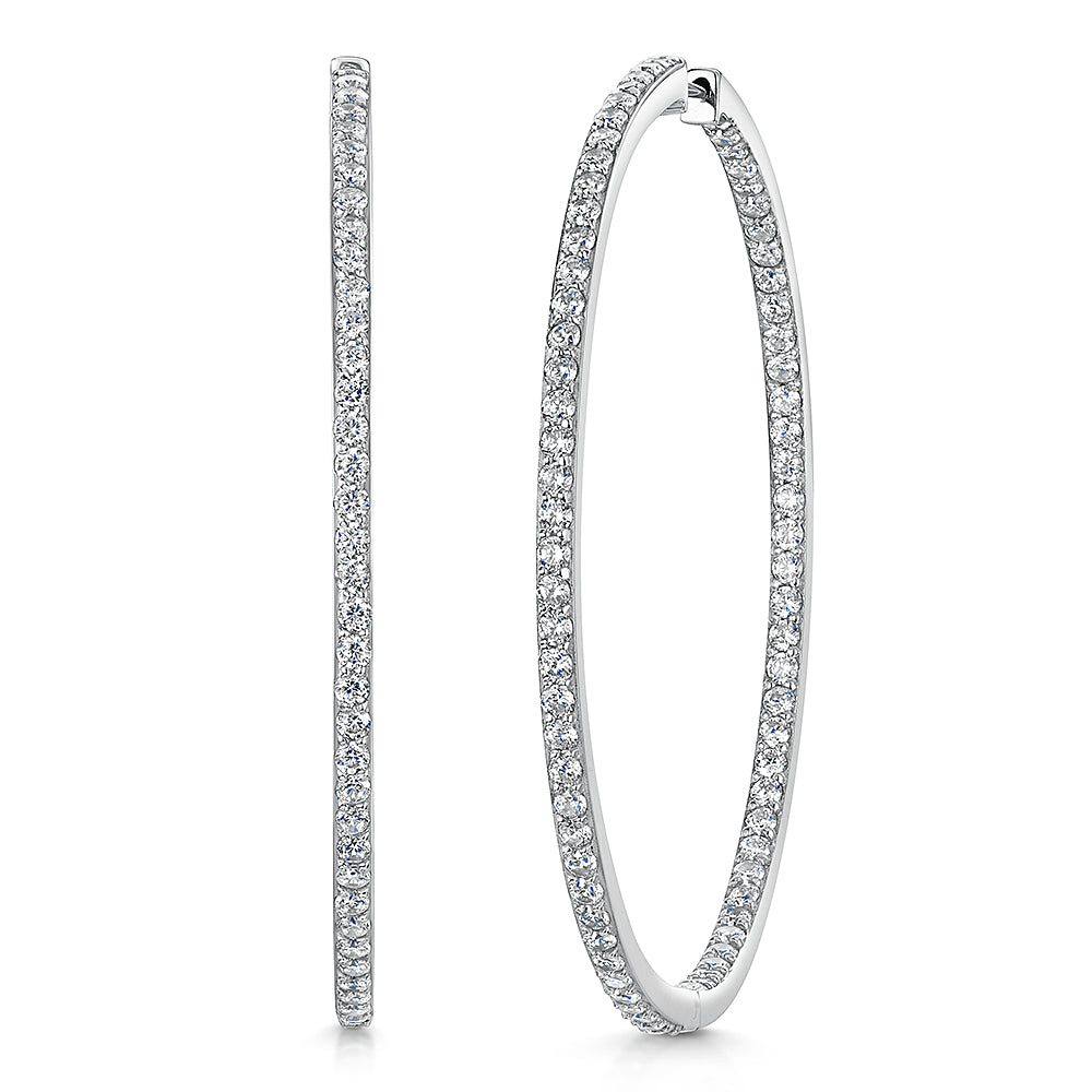 Sterling Silver Extra Large Hoop Cubic Zirconia Earrings