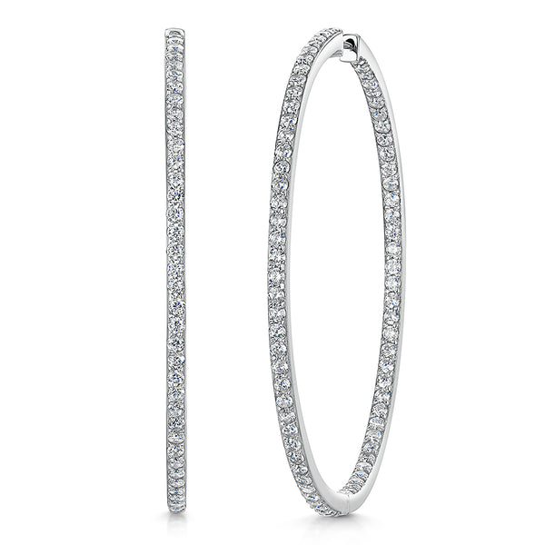 Sterling Silver Extra Large Hoop Cubic Zirconia Earrings
