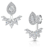 Load image into Gallery viewer, Sterling Silver &amp; Cubic Zirconia Jacket Earring With Peardrop Stud &amp; Marquise Fan
