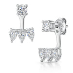 Load image into Gallery viewer, Sterling Silver 3 Teardrop Cubic Zirconia Jacket Earring
